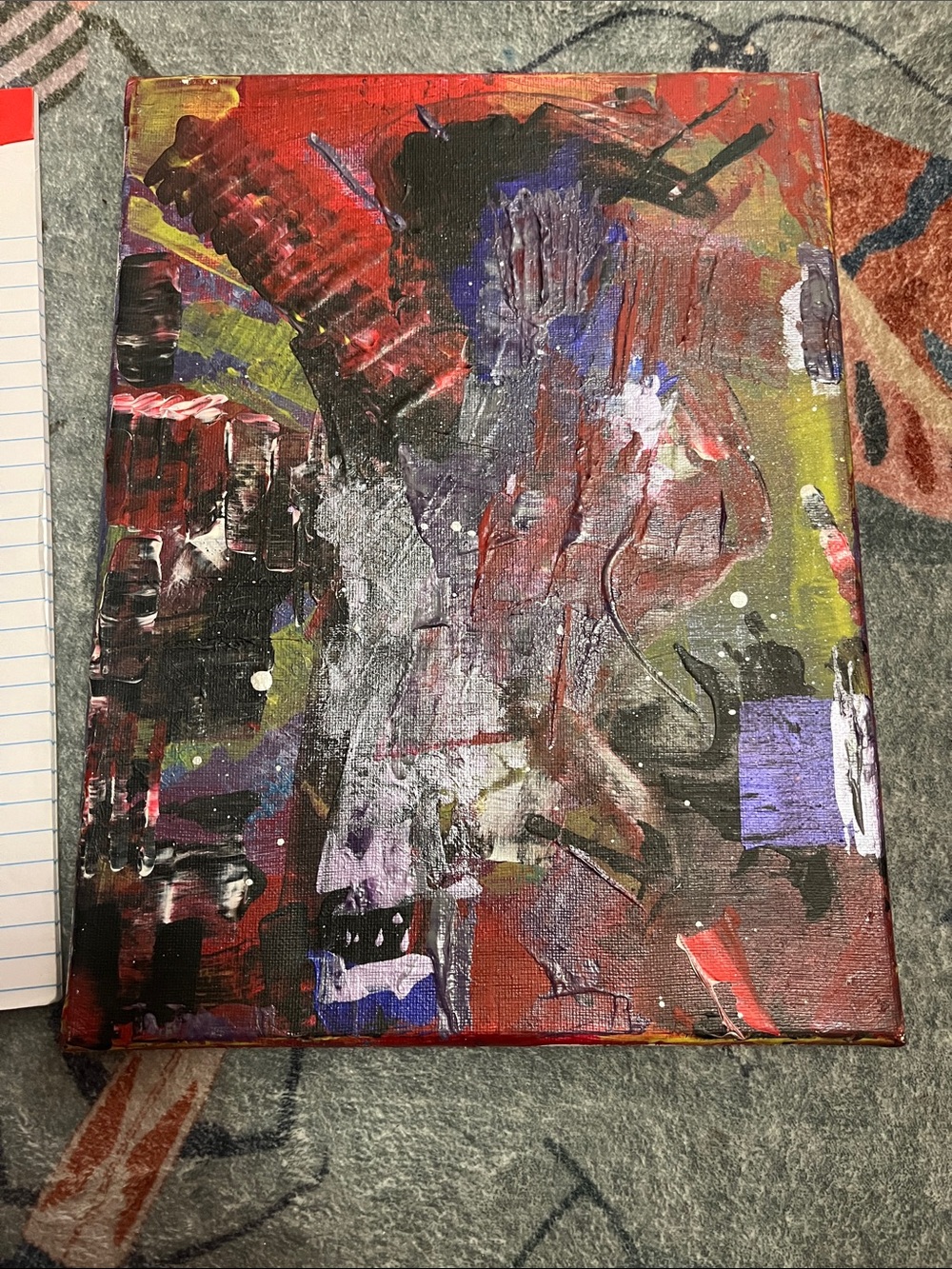 Abstract Mixed-Media Canvas Art - Red, Purple, Black